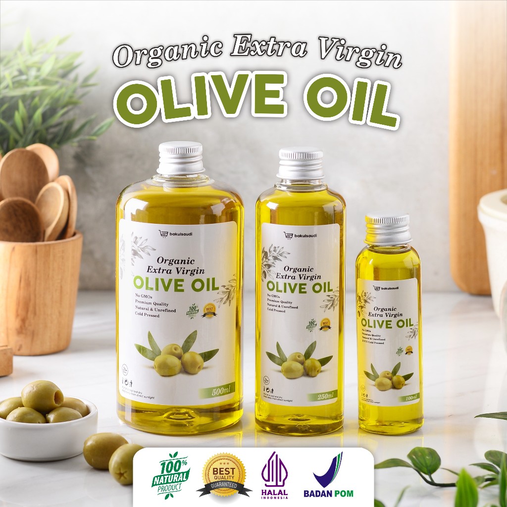 

Minyak Zaitun Extra Virgin Olive Oil Organic Premium Murni Asli 100% EVOO Ekstra Virgin Organik