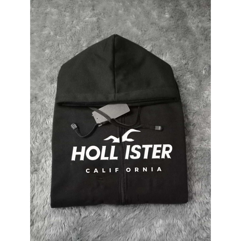 Jaket Hoodie Holister Text Bordir Pull Hantag / Jaket Zipper Pria Wanita Hight Quality