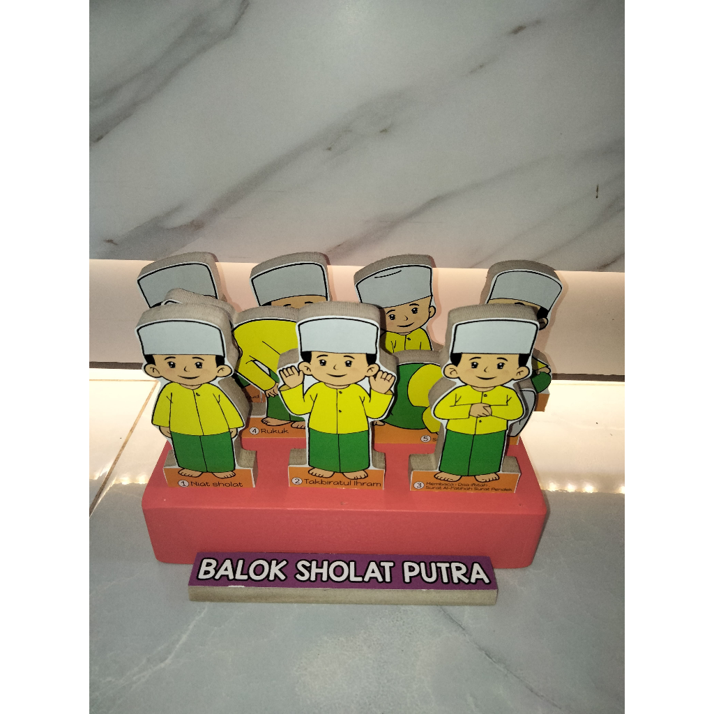 Mainan edukatif maket balok sholat laki-laki