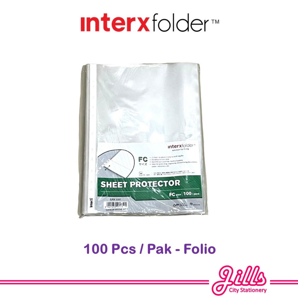 

Interxfolder PP Pocket (100 Pcs Per Pak) / Sheet Protector / Pelindung Kertas