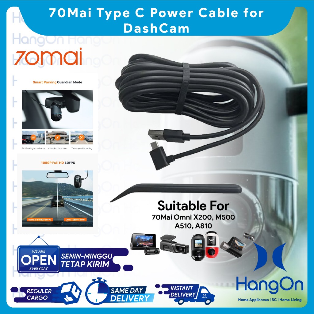 70mai Type C Power Cable for Dash Cam Omni X200 / M500 Kabel Tipe C Dashcam Kamera