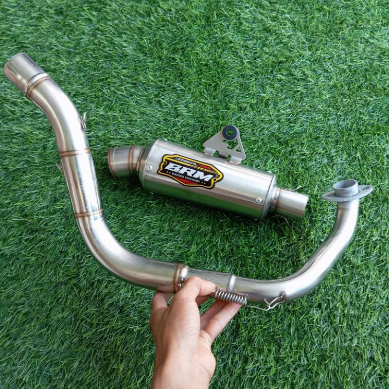 Knalpot Racing BRM TIPE J3 inlet 38 saringan stengah leher bending atas beat esp beat fi beat karbu 