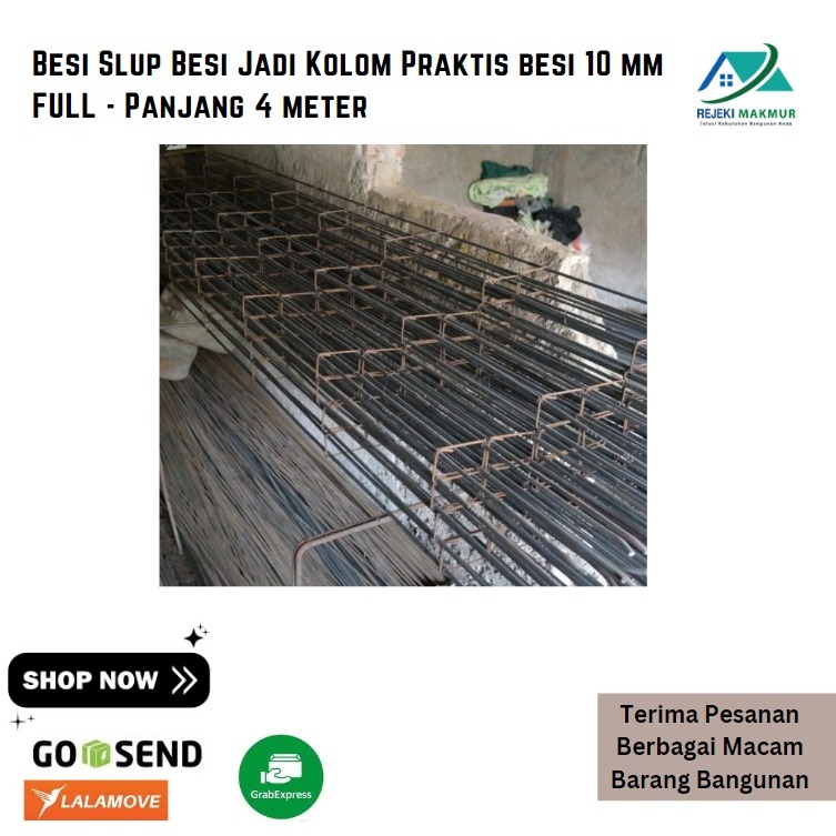 Besi Slup Besi Jadi Kolom Praktis besi 10 mm FULL - Panjang 4 meter