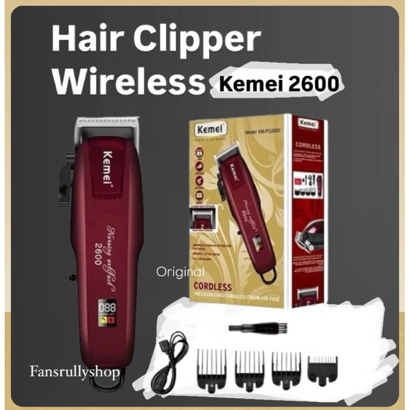KEMEI 2600 Original 2600PG DIGITAL LCD Alat Cukur Rambut CAS Charger Hair Trimmer Clipper KM KM2600 