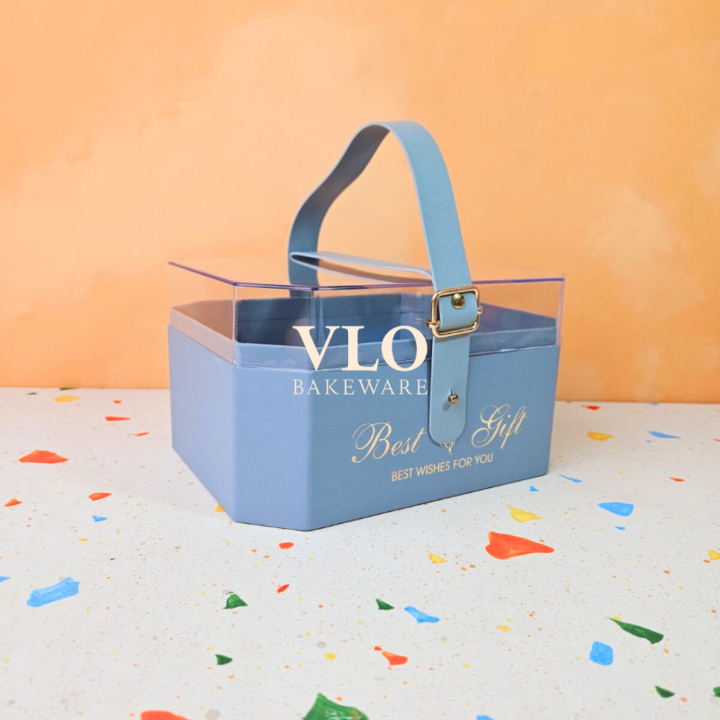 

[DEFECT] Tas akrilik hampers ulang tahun lahiran sangjit dengan handle [BIRU]