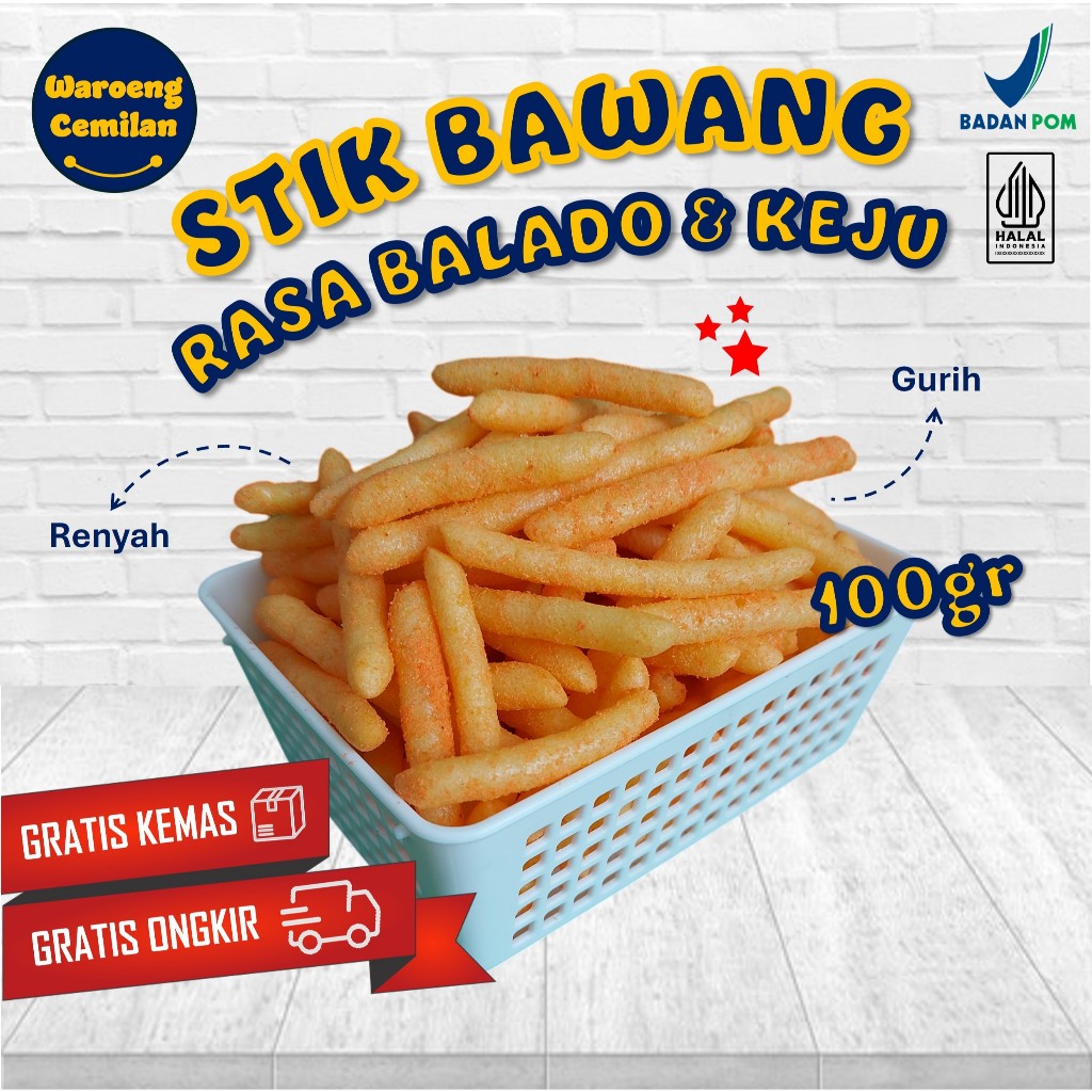 

Snack Cemilan Stik Bawang Rasa Balado Keju 100gr