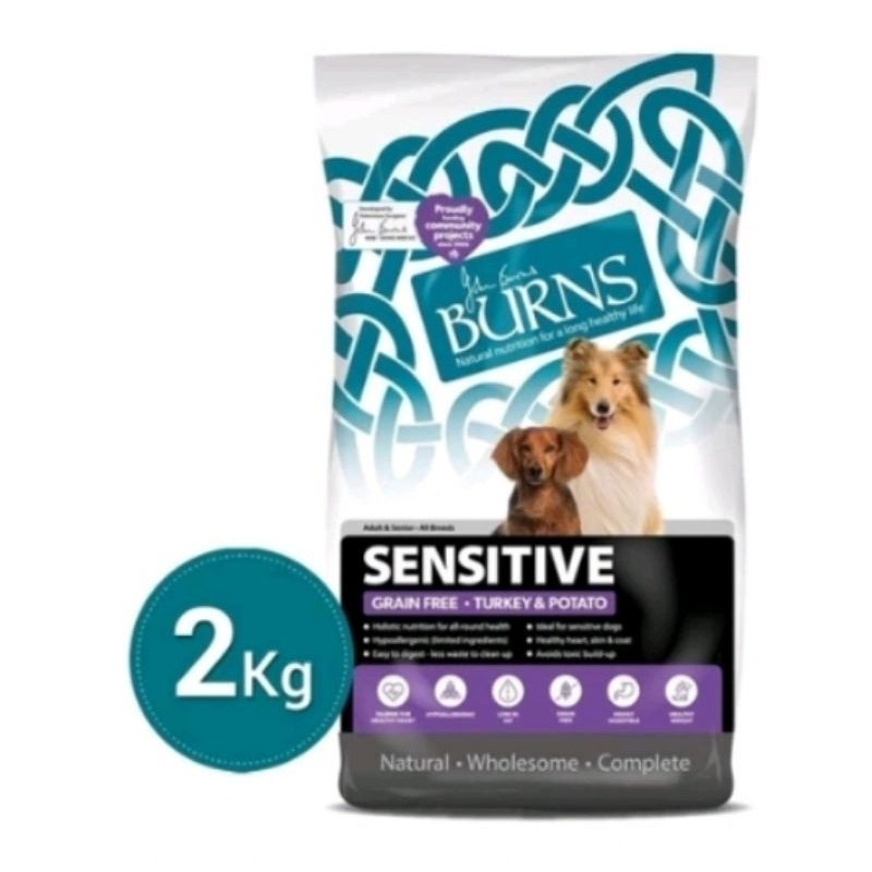 Burns sensitive grain free dog food turkey and potato 2kg. Holistic dog food 2kg