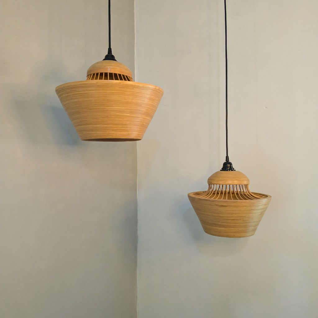 Kap Lampu Gantung Haruman / Kap Lampu Bambu / Bamboo Lamp Shade / Kap Lampu Bambu model Gunung Harum