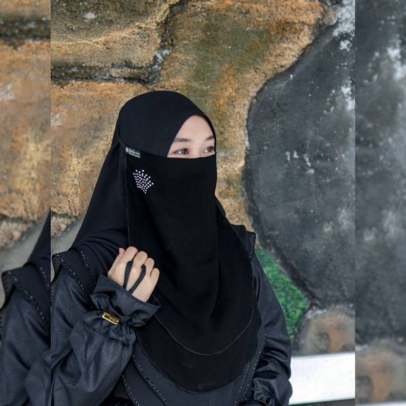 Cadar karet shiffon manik 2 layer