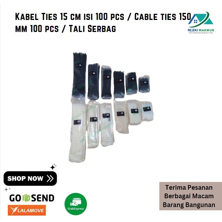 

Kabel Ties 15 cm isi 100 pcs / Cable ties 150 mm 100 pcs / Tali Serbag