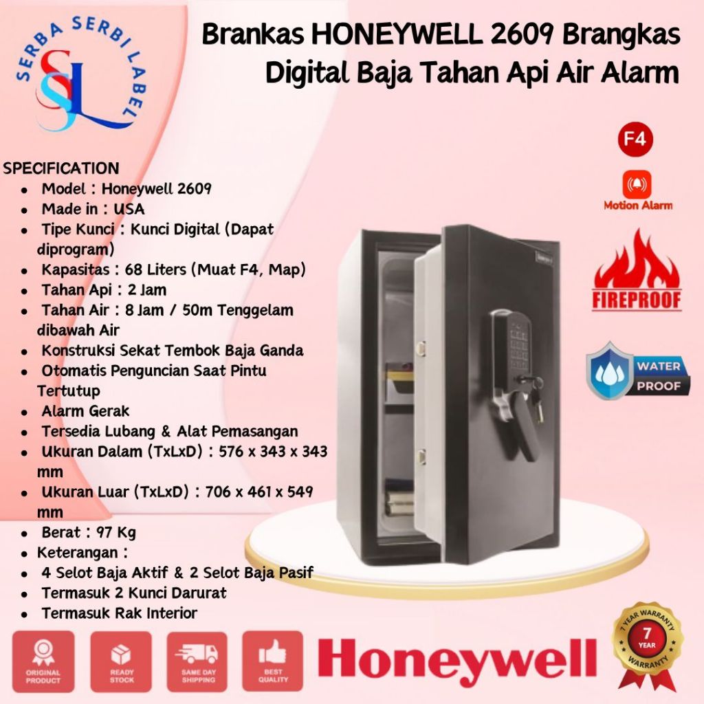 Brankas HONEYWELL 2609 Brangkas Digital Baja Tahan Api Air Alarm Gerak