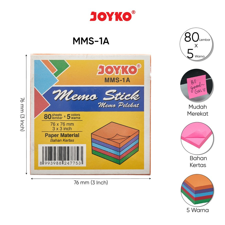 

Memo Stick Sticky Note Kertas Memo Memo Tempel Joyko MMS-1A