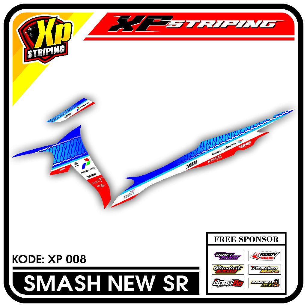 Striping Smash Sr - Sticker Striping Suzuki Smash Sr Desain Racing XP.08