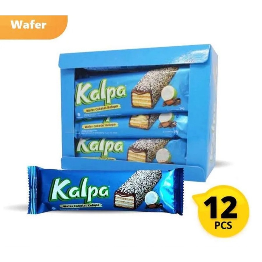 

Wafer Kalpa Coklat Kelapa 1 box 12 pcs wafer kalpa cokelat kelapa 12x22gr