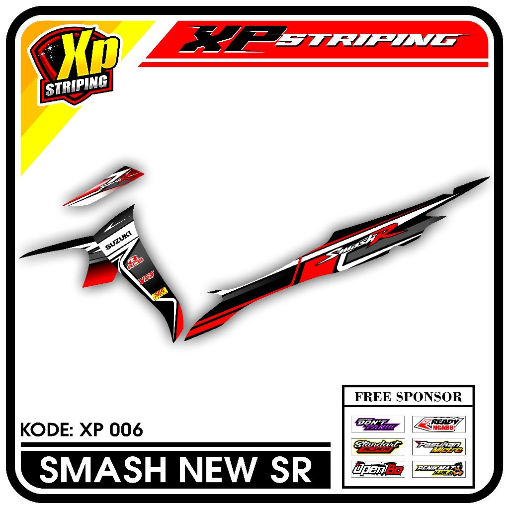 Striping Smash Sr - Sticker Striping Suzuki Smash Sr Desain Racing XP.06