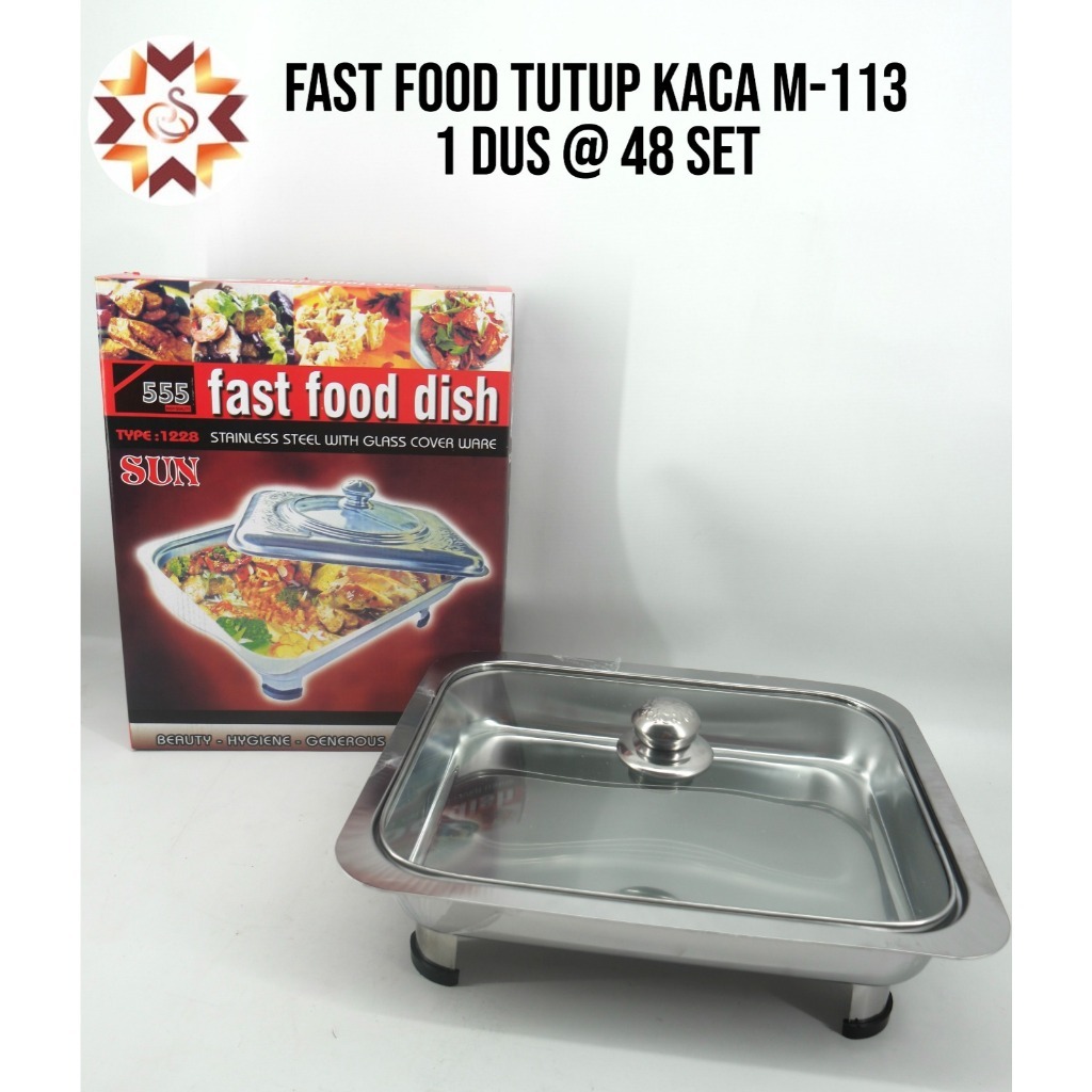 Tempat Makan Prasmanan/ Prasmanan Tutup Kaca Set Wadah Saji Stainless/ Fast Food Dish Prasmanan Kota