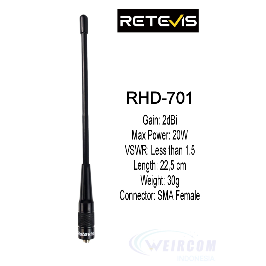 ANTENA HT RETEVIS RHD-701 SMA FEMALE DUALBAND