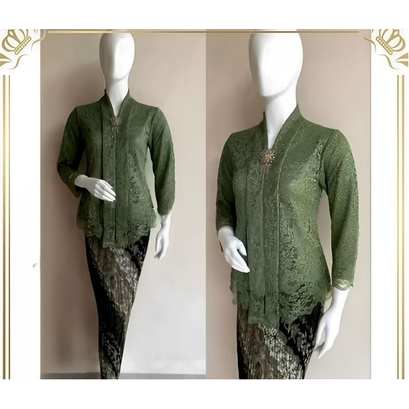 setelan kebaya brokat floy lengan panjang kebaya kartini pendek atasan kebaya kartini wisuda modern 