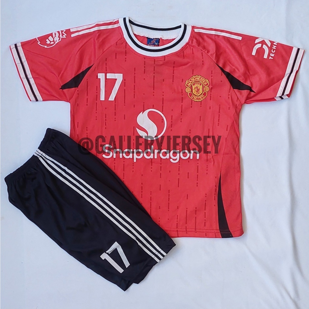 SETELAN JERSEY BOLA ANAK ANAK MANCHESTER UNITED MAN UNITED HOME MERAH NAVY GARNACHO SETELAN BAJU BOL