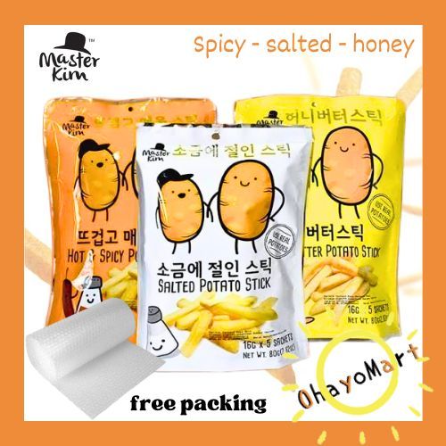 

Master Kim potato snack - Salted - Spicy - Honey butter/ potato chips/ french fries 80grm