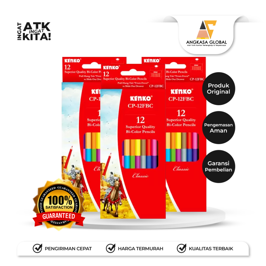 

KENKO 12 BI-PENSIL WARNA/ COLOR PENCIL CP-12FBC CLASSIC (1SET)