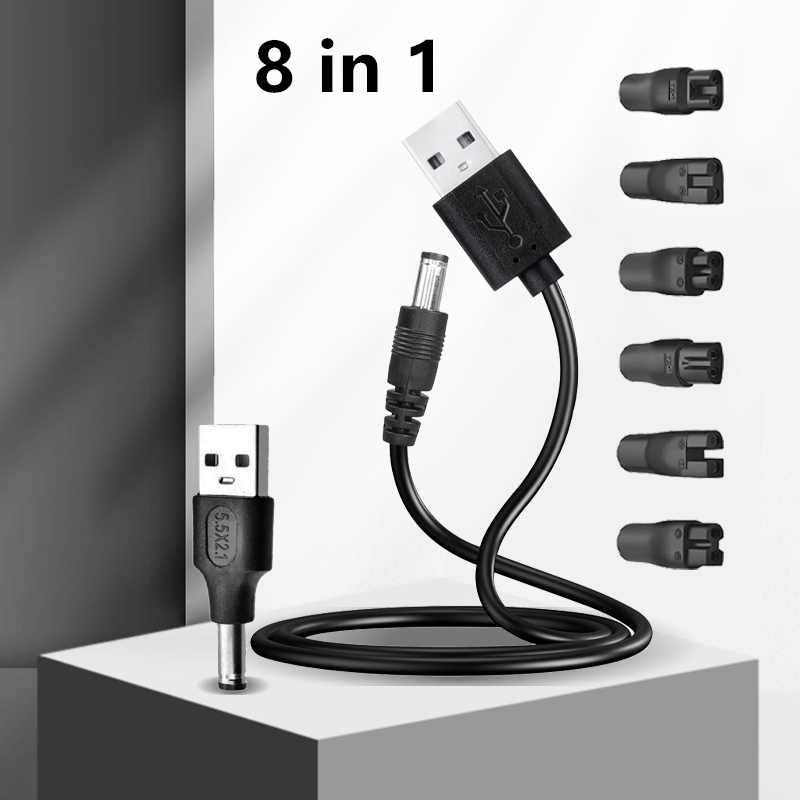 Adaptor Converter Kabel USB Charger Clipper Shaver 8Pcs Kabel Adapter Power Charger Usb Untuk Alat C