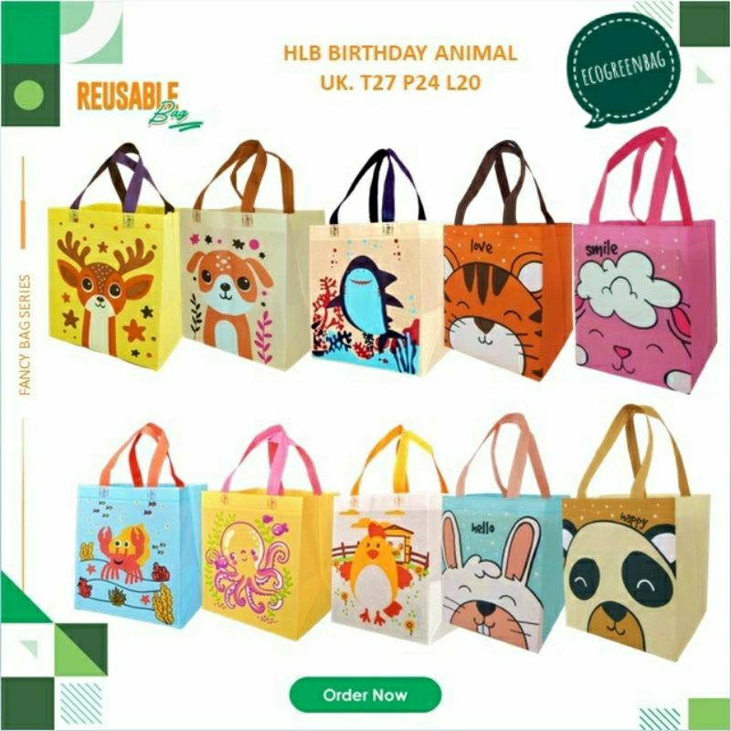 

Tas ulang tahun motif terbaru Tinggi 27 alas 24x20 goodiebag birthday hampers