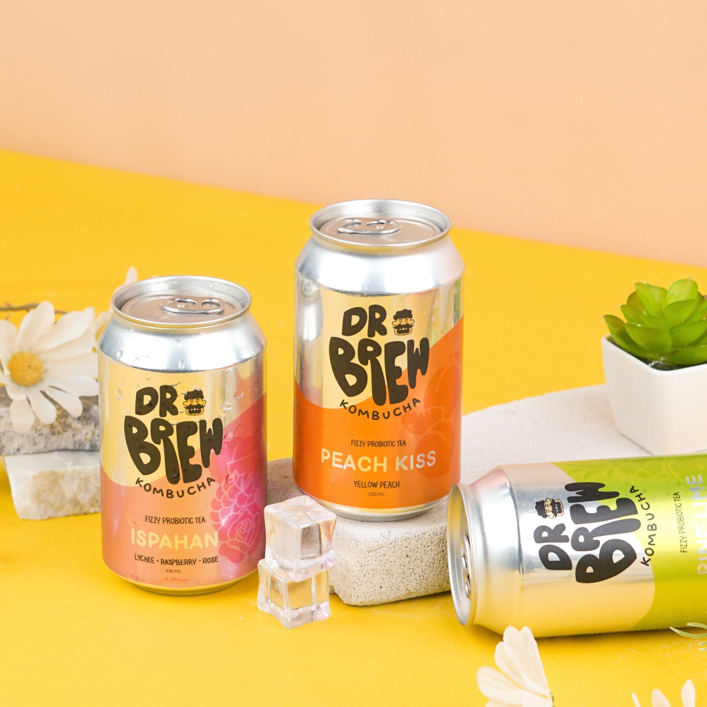 

KOMBUCHA by Dr Brew Fizzy Can / All Varian / Pink Guava / Peach Kiss / Pine Lime / Golden Spice / Isphana