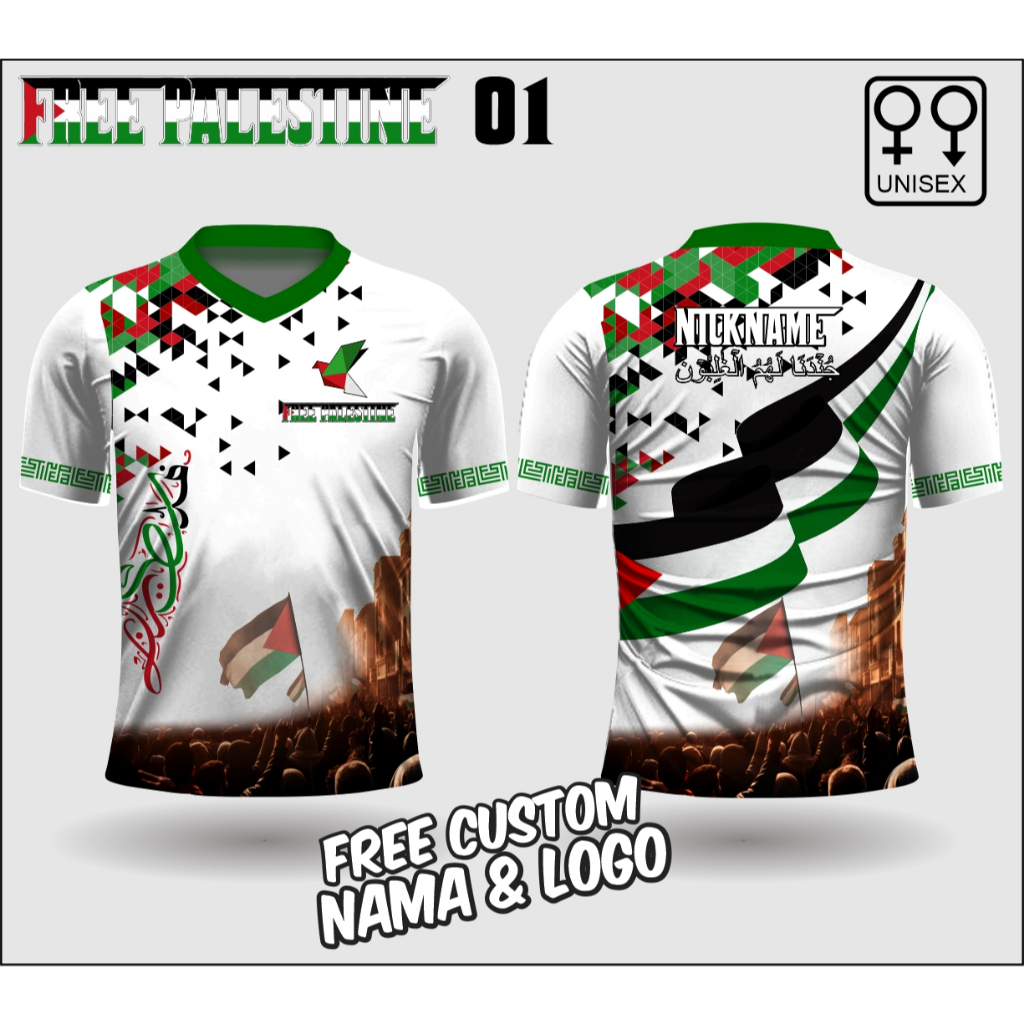 jersey free palestine baju save palestina unisex free custom nama logo