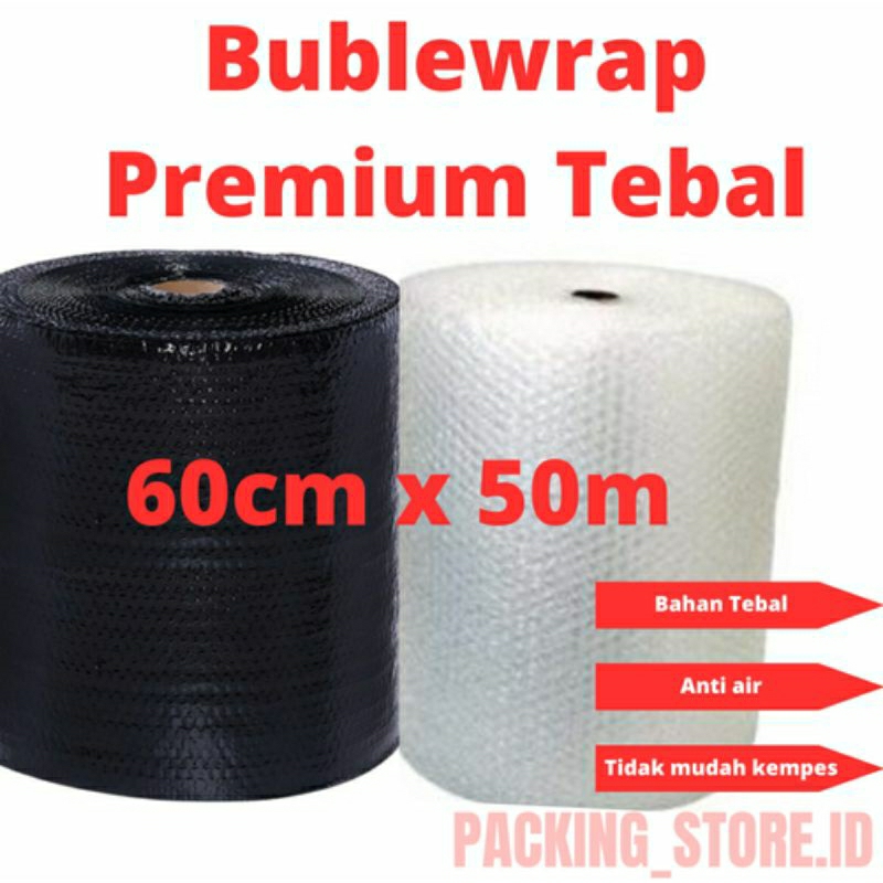 

Bublewrap Premium Tebal 60cmx50meter / Bublewrap Hitam / Bublewrap Bening
