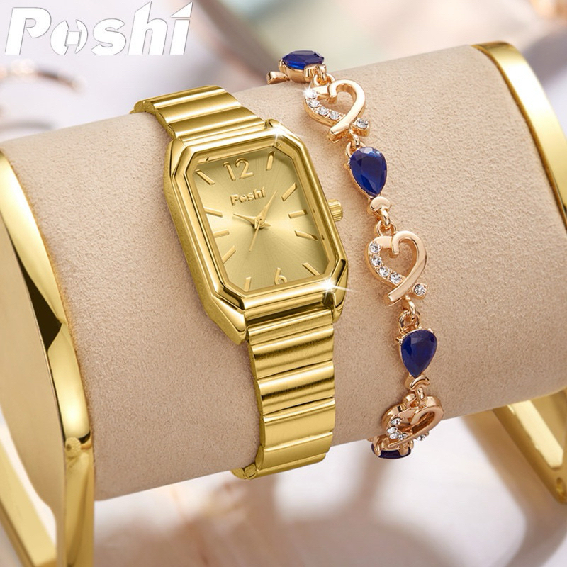 Poshi Jam Tangan Wanita Anti Air Original Kasual Stainless Steel Jam Tangan Cewek Korea