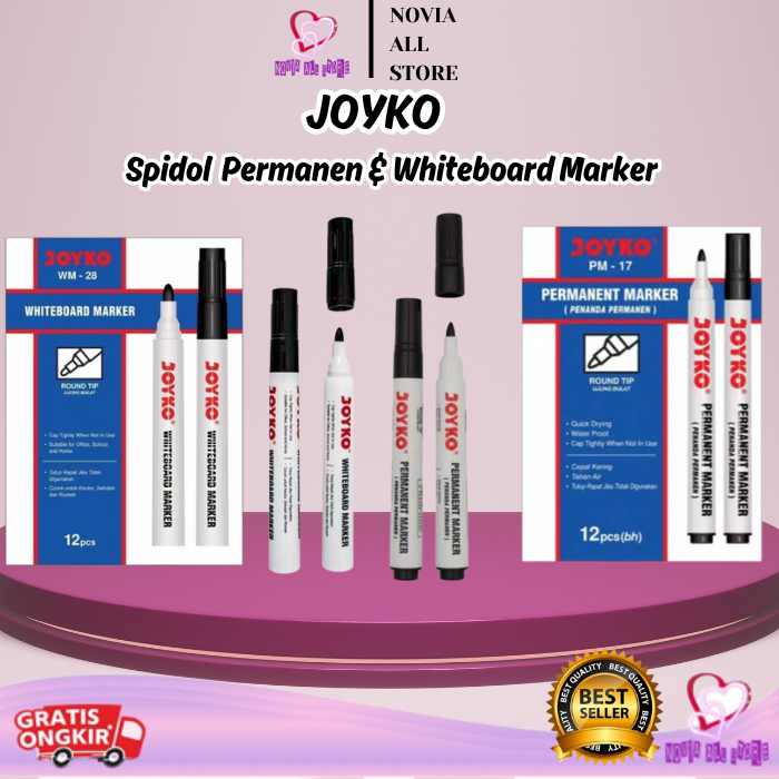 

Joyko Permanent Marker Dan Whiteboard Marker Spidol Permanen Round Tip