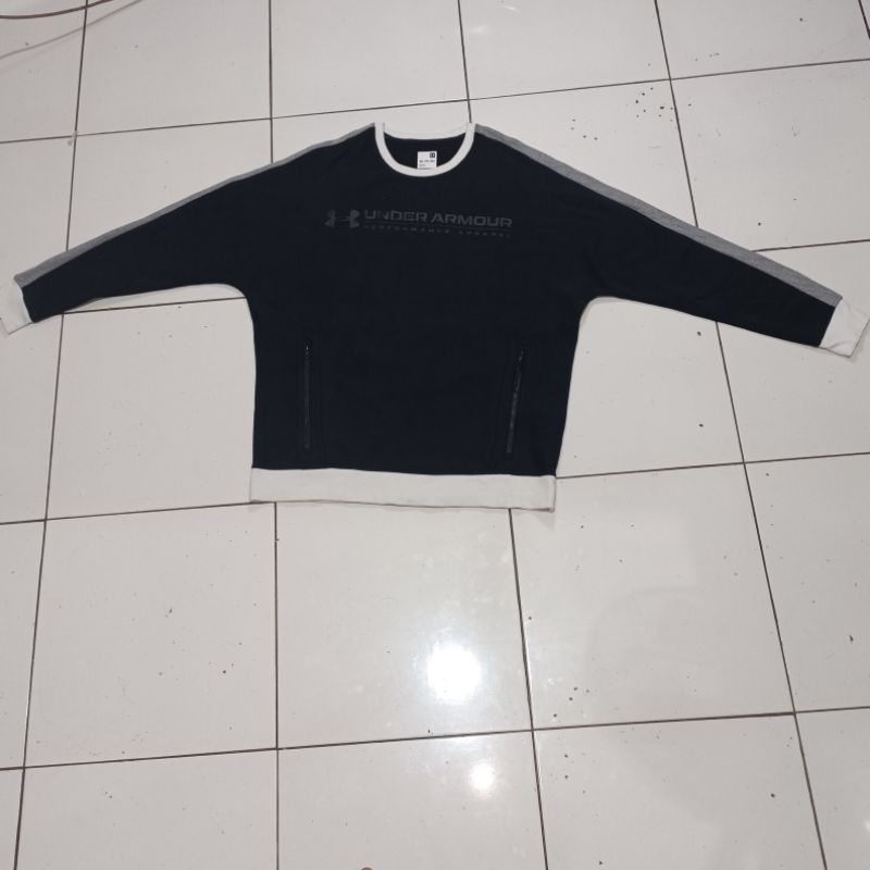 ‼️Crewneck Zipper Pouch Under Armour UNDER ARMOUR Hitam Size XXL Lengan Motif Logo bahan tebel Made 