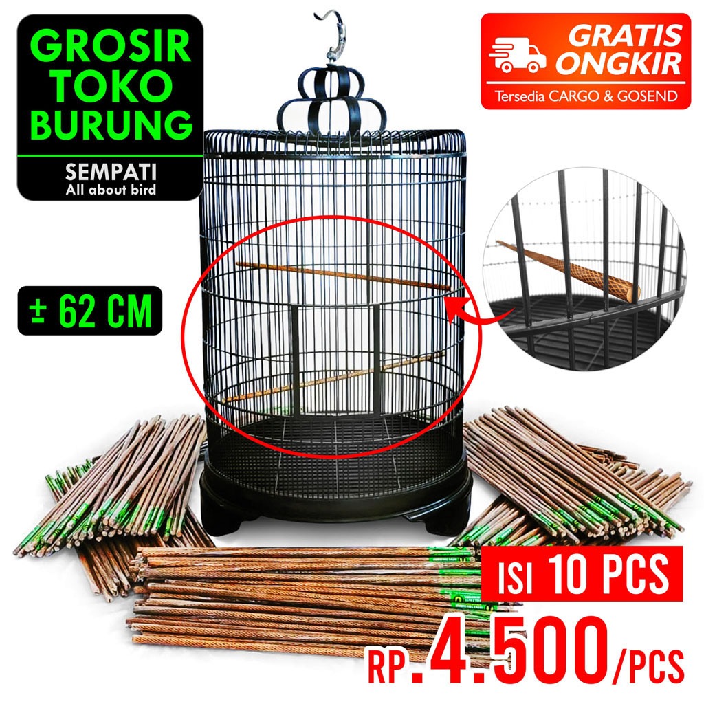 SEMPATI GROSIR Tangkringan Bakar 62cm Motif Sisik Ular Salak Nanas Isi 10 Pcs Tangkringan Sangkar Ka