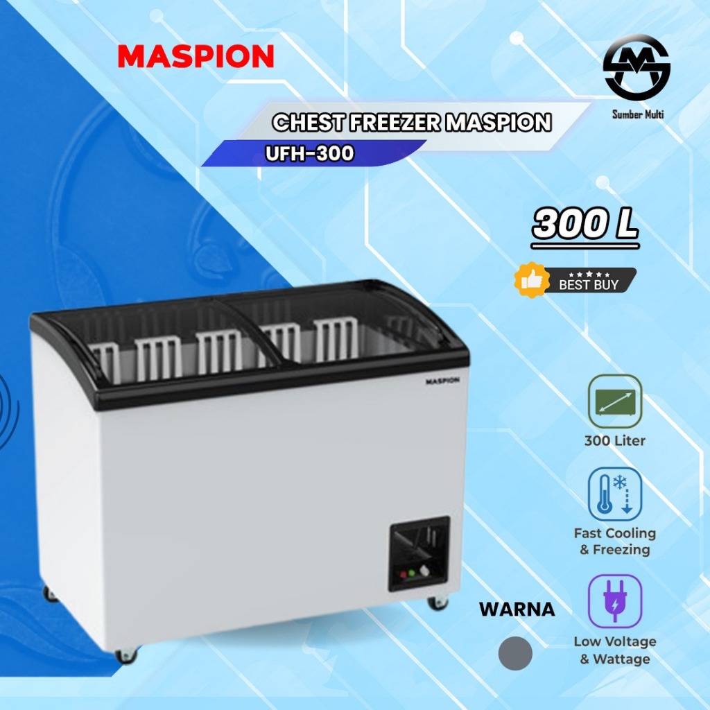 MASPION FREEZER KACA 300 Liter PEMBEKU UFH-300C-HD