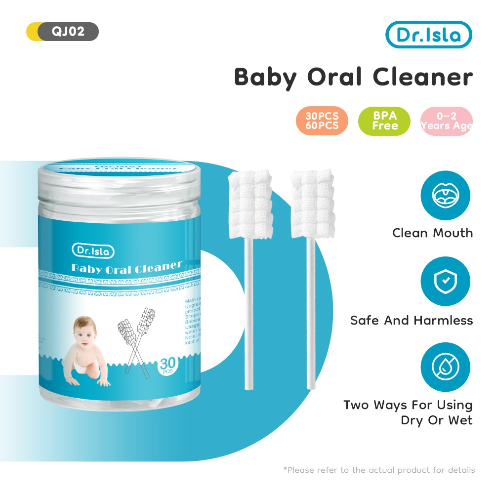 Dr.isla QJ02 Pembersih lidah bayi new born 30pcs sikat gigi bayi pembersih lidah bayi/perlengkapan b
