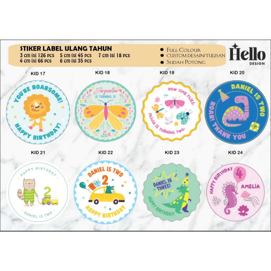 

Ay00! (FREE CUSTOM) Stiker Bulat Ulang Tahun Anak Label Custom stier pudding puding Print Sticker