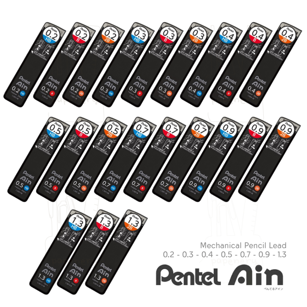 

Pentel AIN Mechanical Pencil Lead Refill 0.2mm 0.3mm 0.4mm 0.5mm 0.7mm 0.9mm 1.3mm Isi Pensil