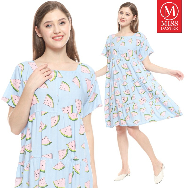 MISSDASTER - Yukii Dress Daster Pendek Motif Ruffle Susun Busui dan Bumil
