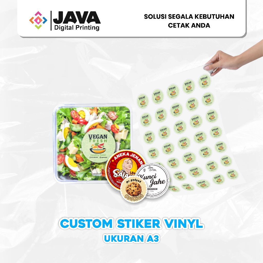 

Stiker Vinyl A3 Cutting / Cetak Stiker Label Bulat Anti Air / Custom Stiker Label Toples