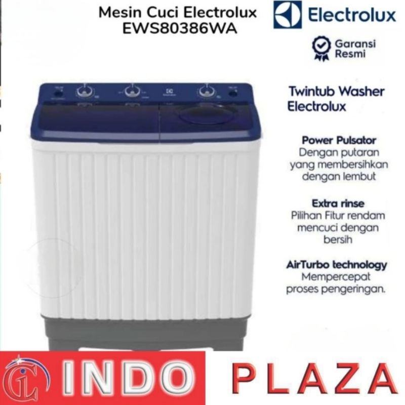 MESIN CUCI ELECTROLUX 2 TABUNG 8 Kg EWS-80386