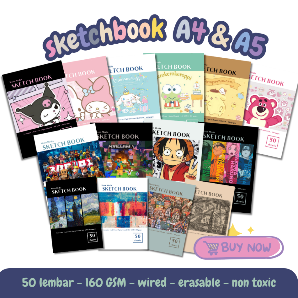

Buku Gambar Sketchbook Buku Gambar A4 Sketchbook A4 50 lembar160 GSM [MOON MEDIA]