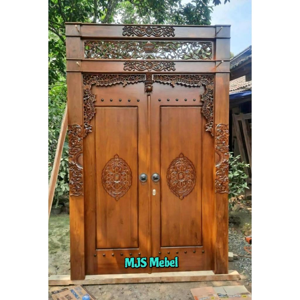 Pintu Gebyok Polos Ukir Modern Minimalis Kayu Jati Jepara