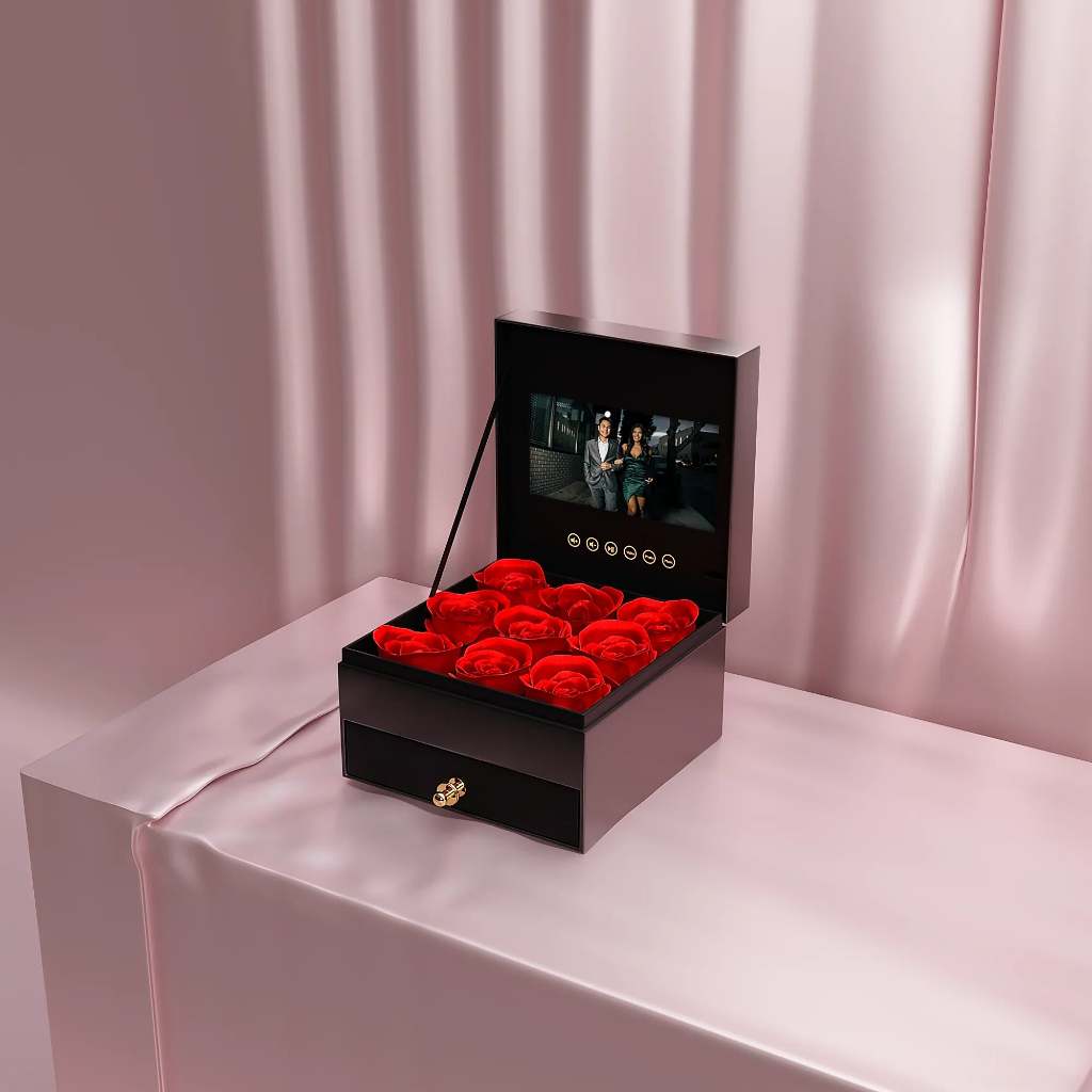 

Rose gift box video/kotak kado lcd video/birthday gift box/valentine box