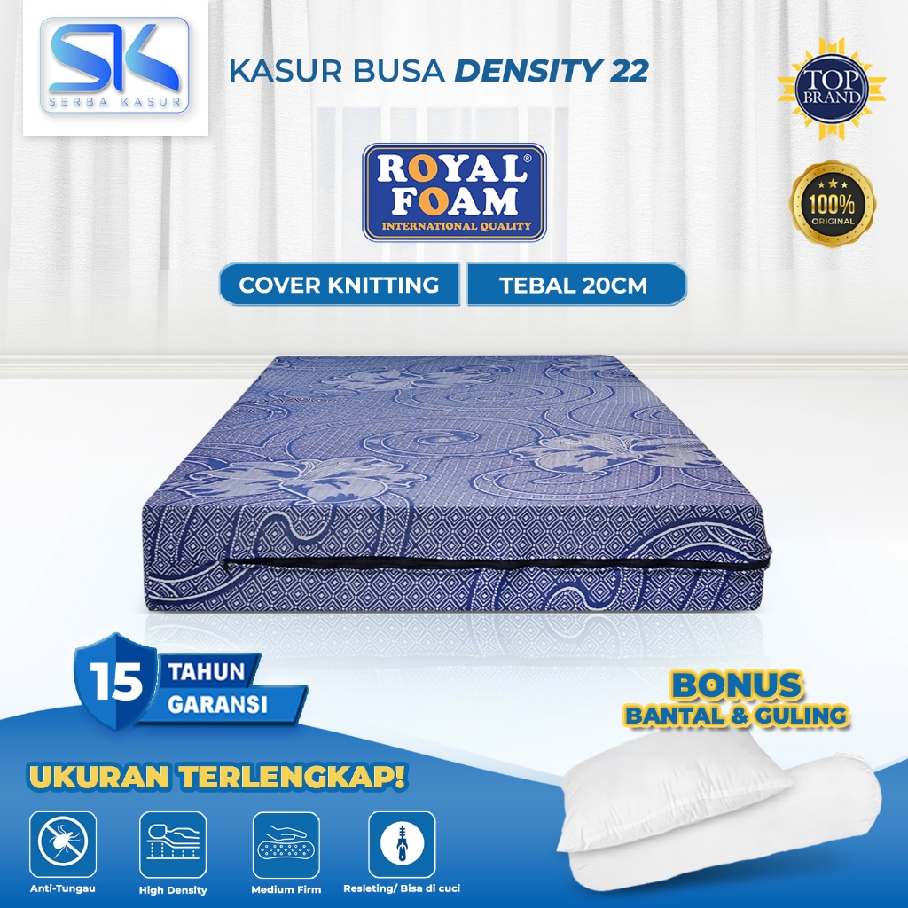 SERBA KASUR - ⁣⁣⁣Kasur Busa ROYAL FOAM Original D22 Tebal 20CM Garansi Resmi 15 Tahun Cover Knitting