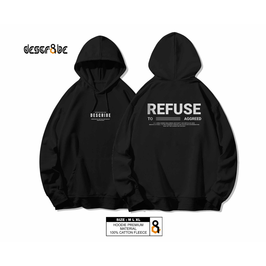 DESCRIBE Sweater Hoodie Hitam Unisex Flacee Tebal Gramasi 280