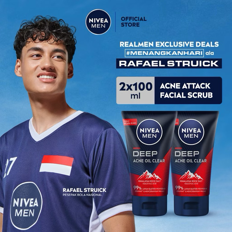 NIVEA MEN Deep Acne Attack Scrub Mud Foam 100mL Twinpack