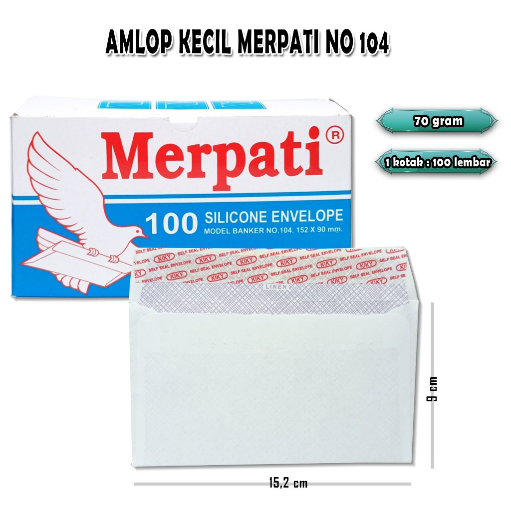 

amplop putih kecil merpati no 104 / amplop undangan / 1 kotak / 100 lembar