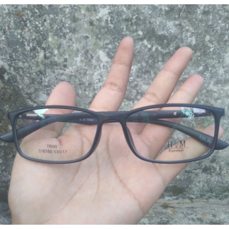 Frame Kacamata H.M S16160 Hitam Doff Original