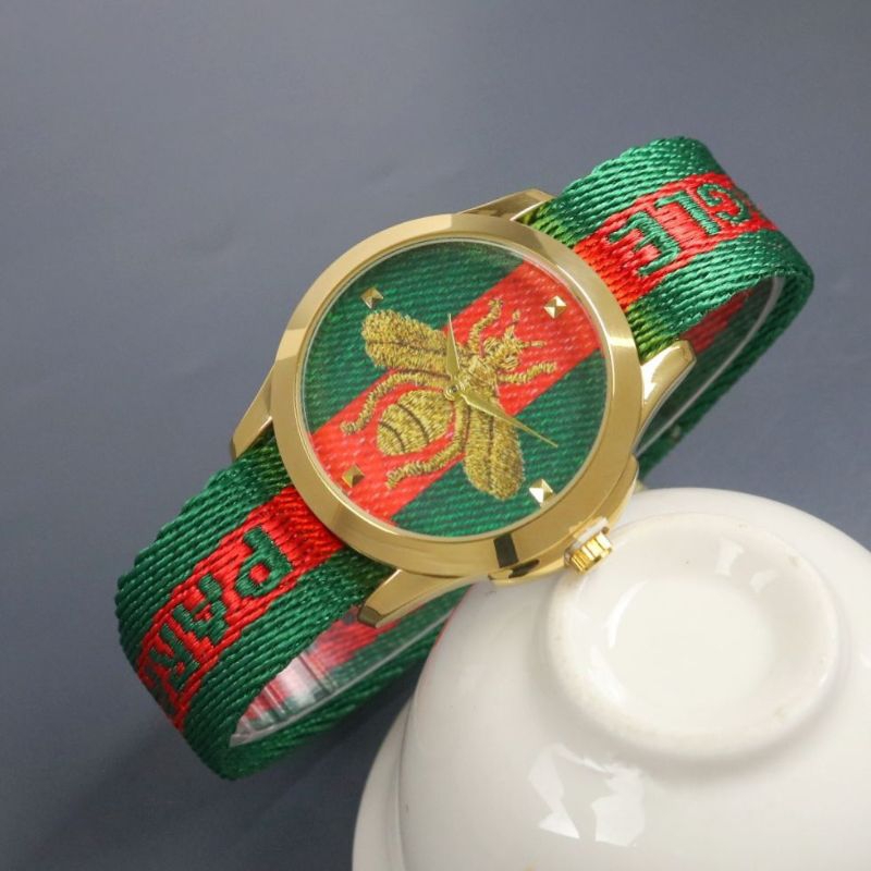 ( BISA COD ) ✅ Jam Tangan Wanita/Cewek G-UUCCI GC Lebah Tali Kanvas/Kain || Diameter 3.9cm || +BOX J